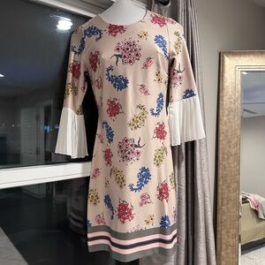 New York & Company Cream A-line Dress with 3/4 Bell Sleeves for Casual Work